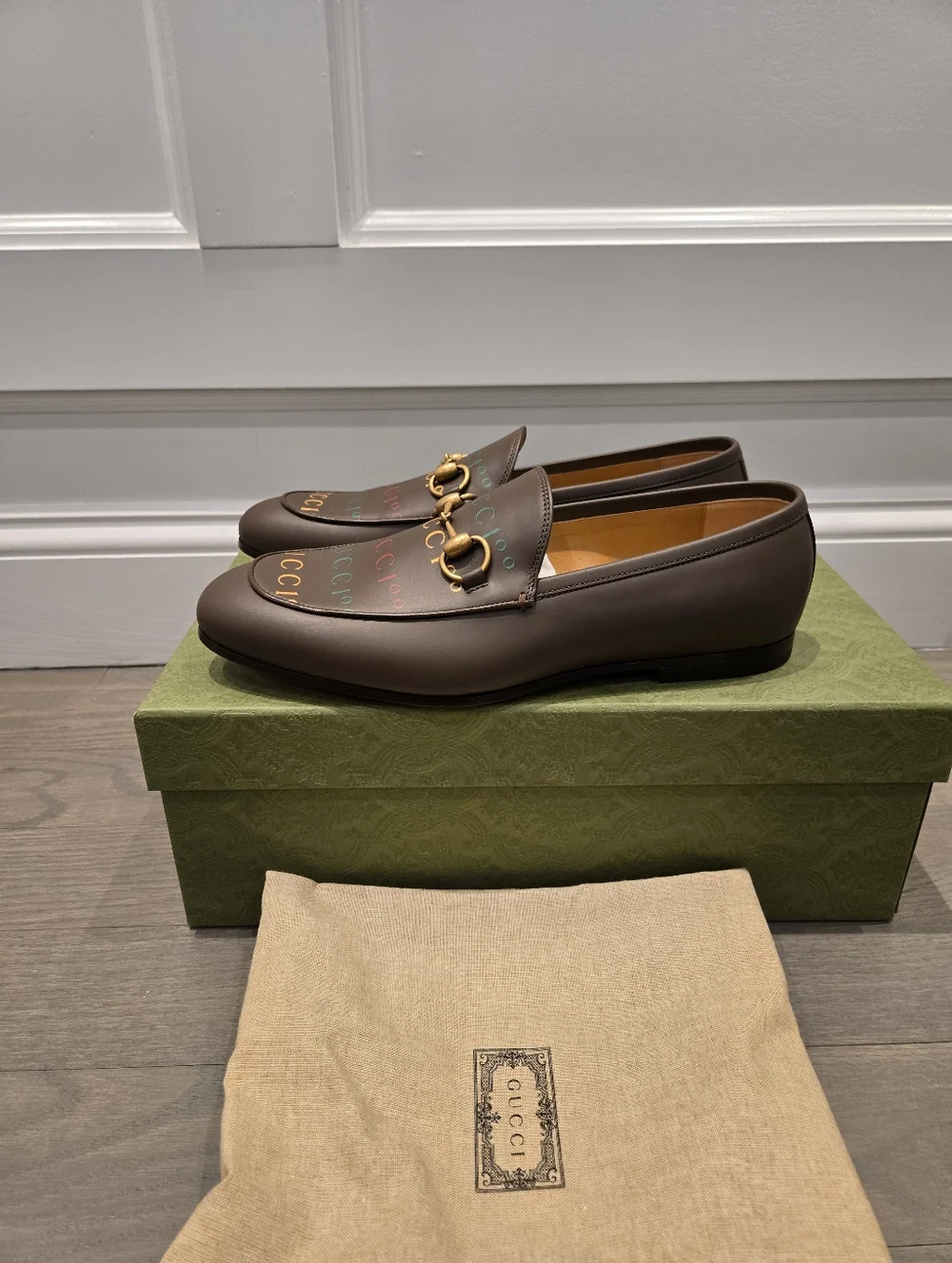 $1020 Gucci Jordaan 100 Anniversary Horsebit Loafer Brown UK 7 US 7.5 EU 41.5 - Picture 4 of 9